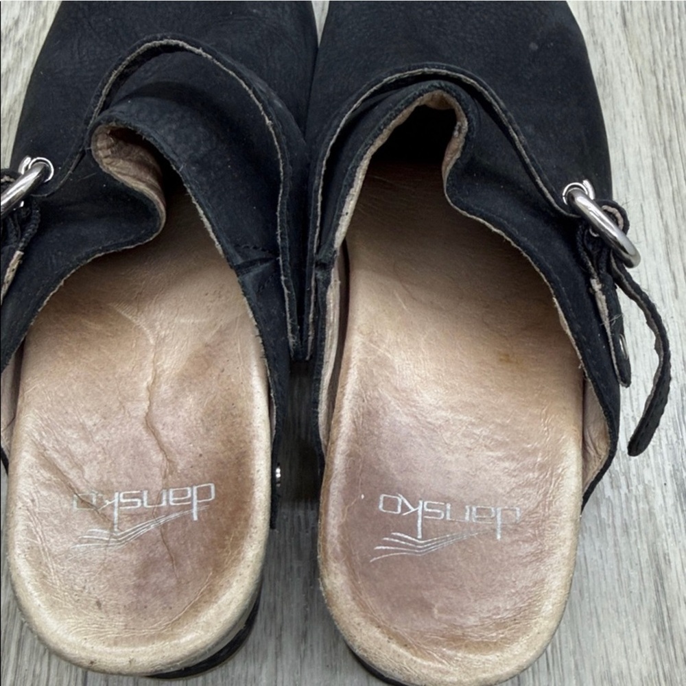 Dansko Black Leather Clogs with Buckle - Picture 6 of 11